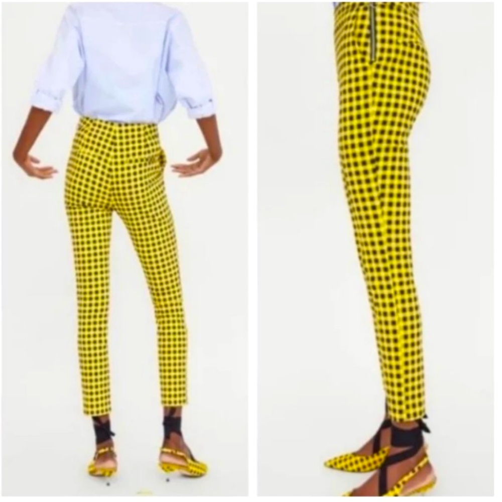Zara Gingham Print Skinny Pant